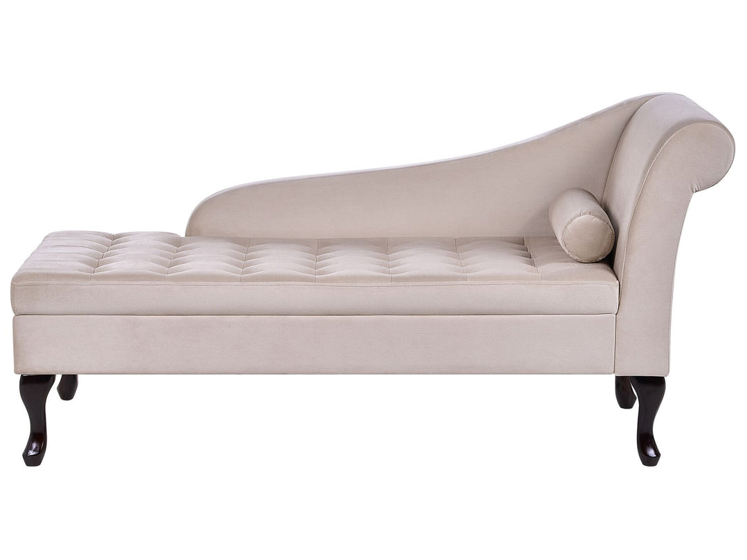 Pessac Right Hand Velvet Chaise Lounge with Storage Light Beige