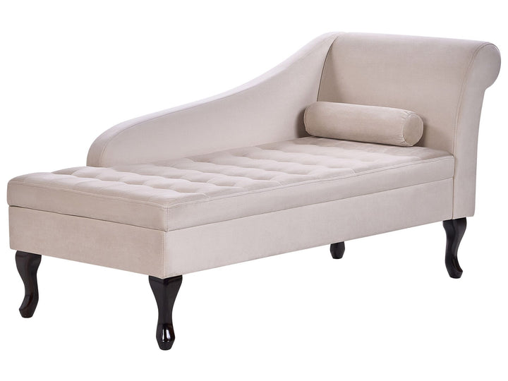 Pessac Right Hand Velvet Chaise Lounge with Storage Light Beige