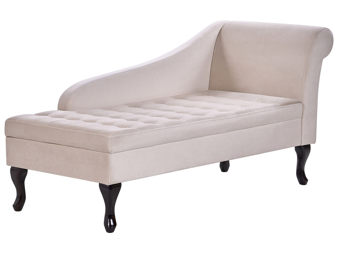 Pessac Right Hand Velvet Chaise Lounge with Storage Light Beige