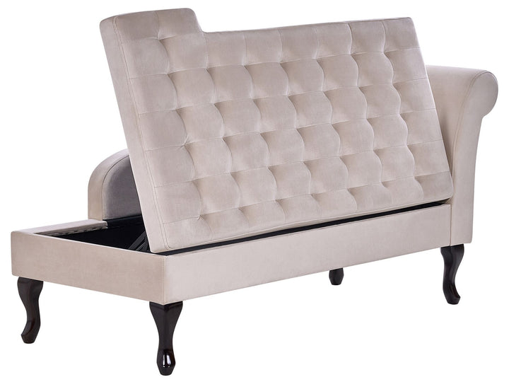 Pessac Right Hand Velvet Chaise Lounge with Storage Light Beige