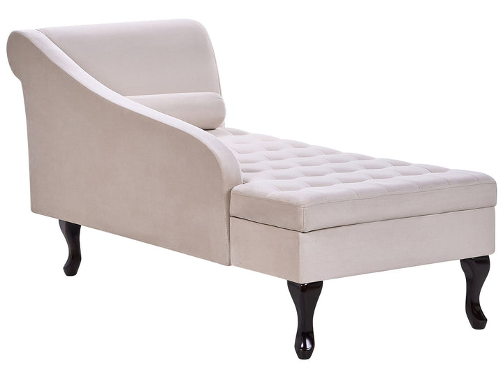 Pessac Right Hand Velvet Chaise Lounge with Storage Light Beige