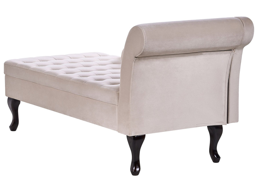 Pessac Right Hand Velvet Chaise Lounge with Storage Light Beige