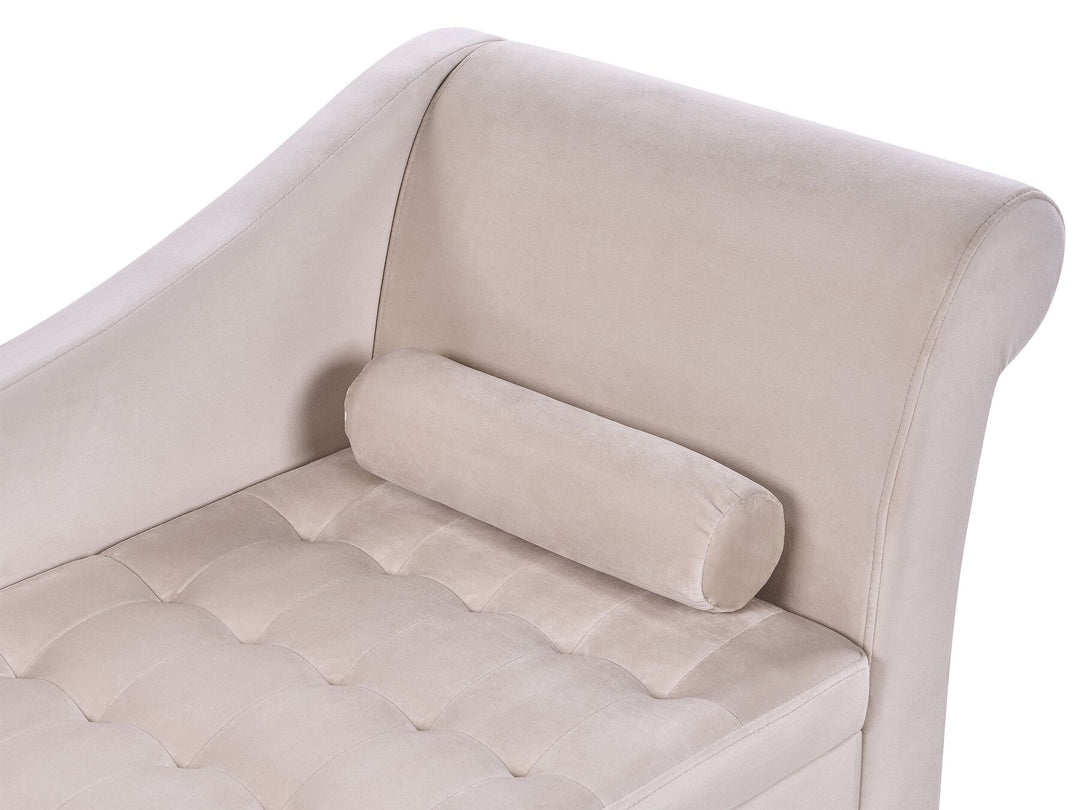 Pessac Right Hand Velvet Chaise Lounge with Storage Light Beige