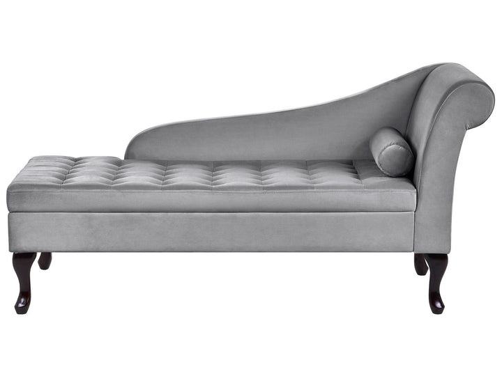 Pessac Right Hand Velvet Chaise Lounge with Storage Light Grey