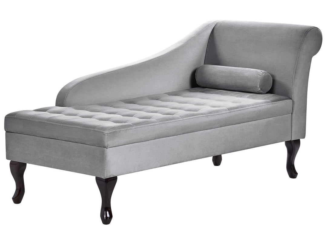 Pessac Right Hand Velvet Chaise Lounge with Storage Light Grey