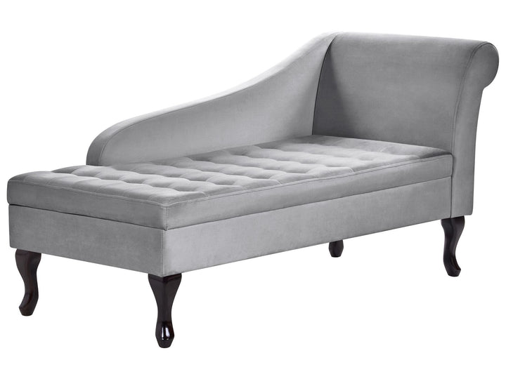 Pessac Right Hand Velvet Chaise Lounge with Storage Light Grey