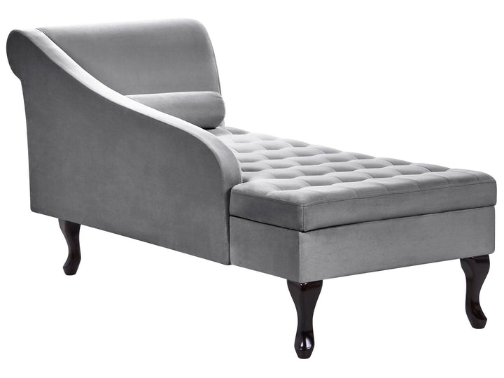 Pessac Right Hand Velvet Chaise Lounge with Storage Light Grey