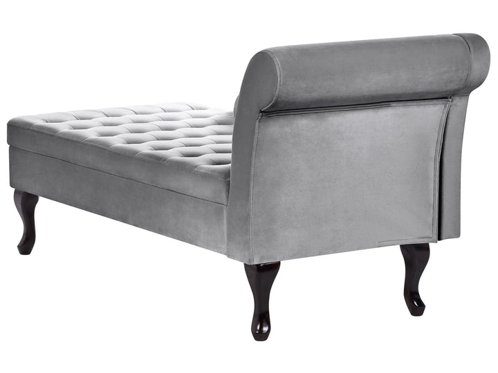 Pessac Right Hand Velvet Chaise Lounge with Storage Light Grey