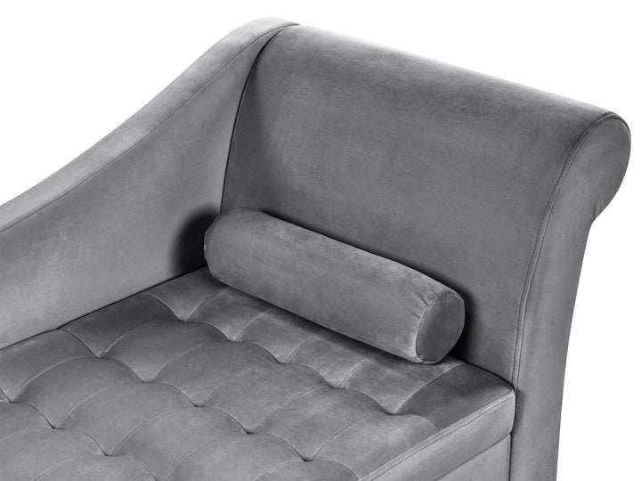 Pessac Right Hand Velvet Chaise Lounge with Storage Light Grey