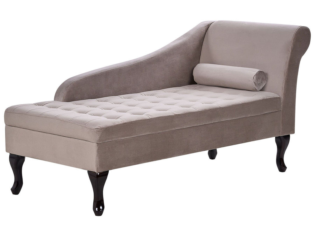 Pessac Right Hand Velvet Chaise Lounge with Storage Taupe