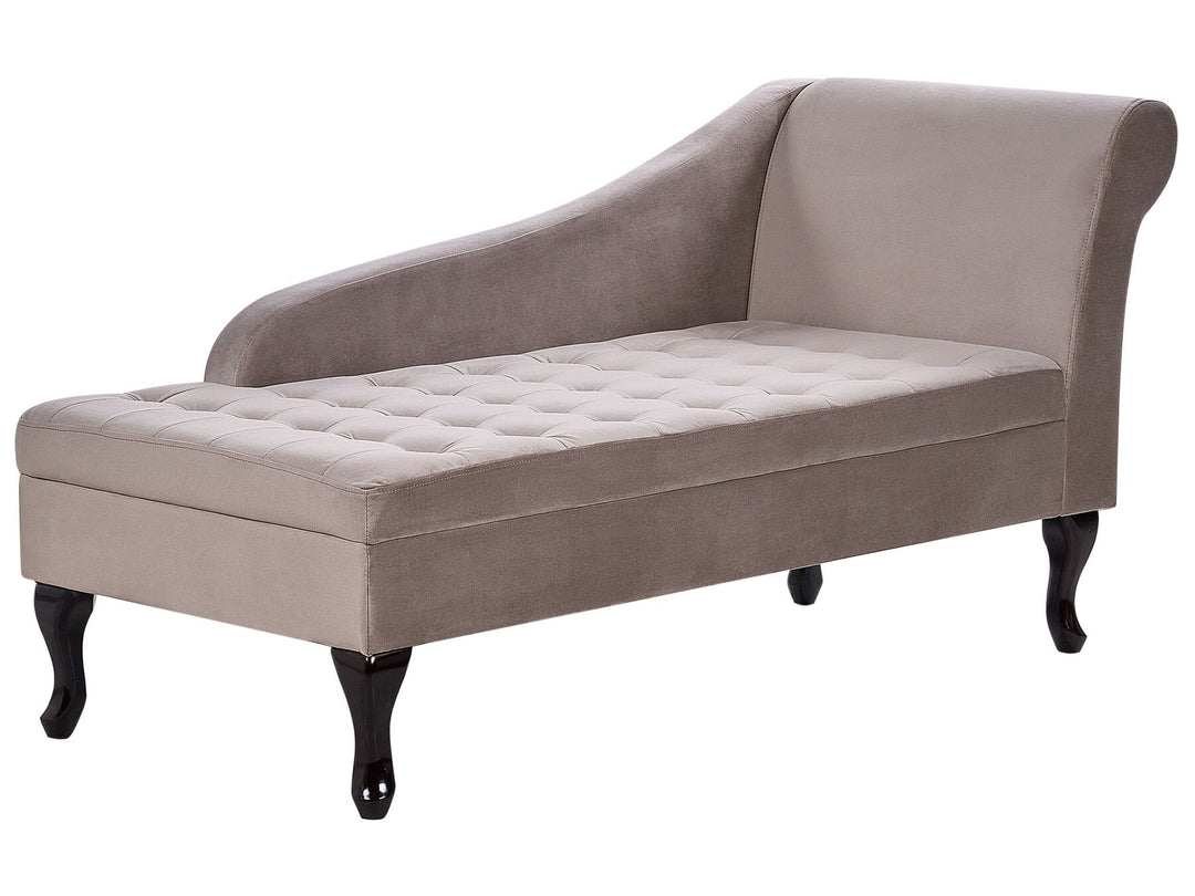 Pessac Right Hand Velvet Chaise Lounge with Storage Taupe