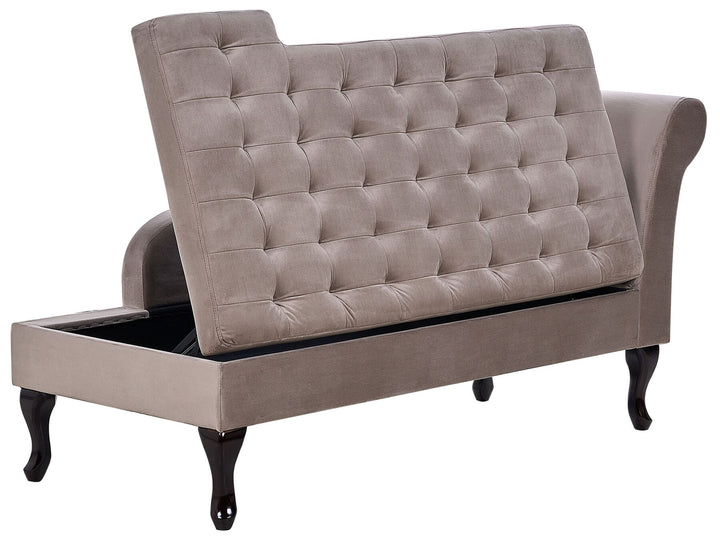 Pessac Right Hand Velvet Chaise Lounge with Storage Taupe