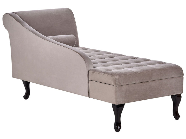 Pessac Right Hand Velvet Chaise Lounge with Storage Taupe