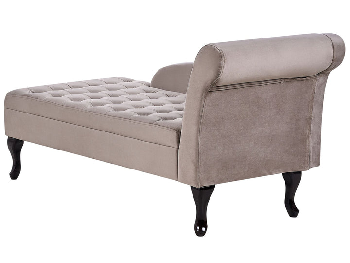 Pessac Right Hand Velvet Chaise Lounge with Storage Taupe