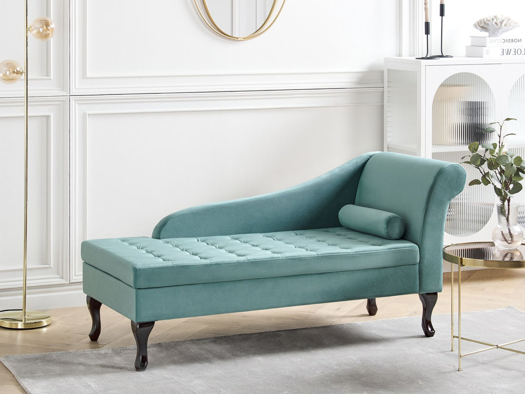 Pessac Right Hand Velvet Chaise Lounge with Storage Teal