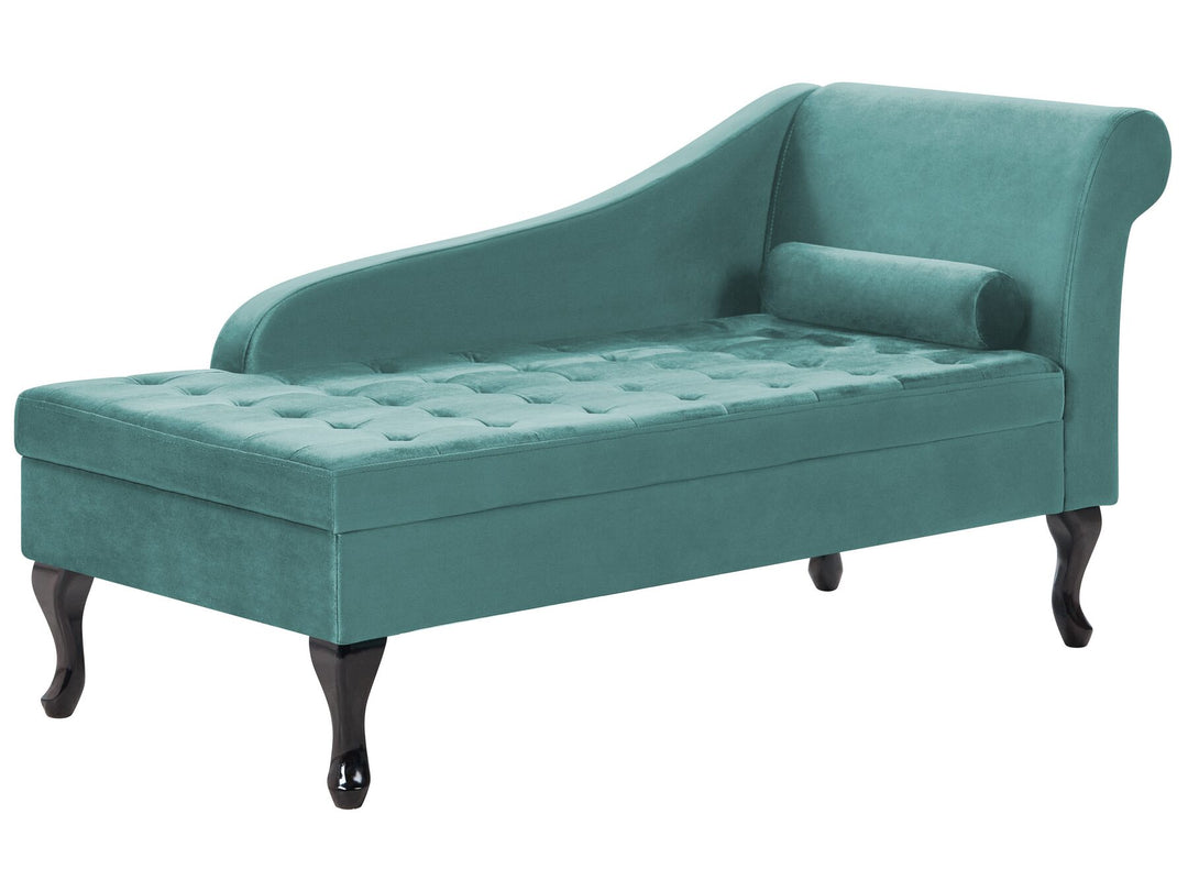 Pessac Right Hand Velvet Chaise Lounge with Storage Teal