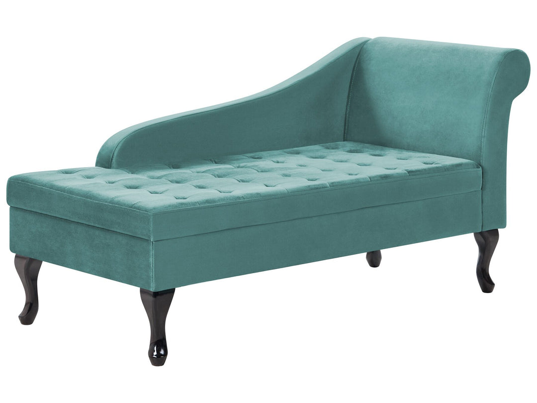 Pessac Right Hand Velvet Chaise Lounge with Storage Teal