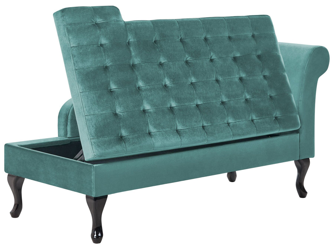 Pessac Right Hand Velvet Chaise Lounge with Storage Teal