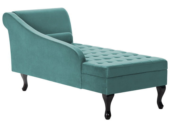 Pessac Right Hand Velvet Chaise Lounge with Storage Teal