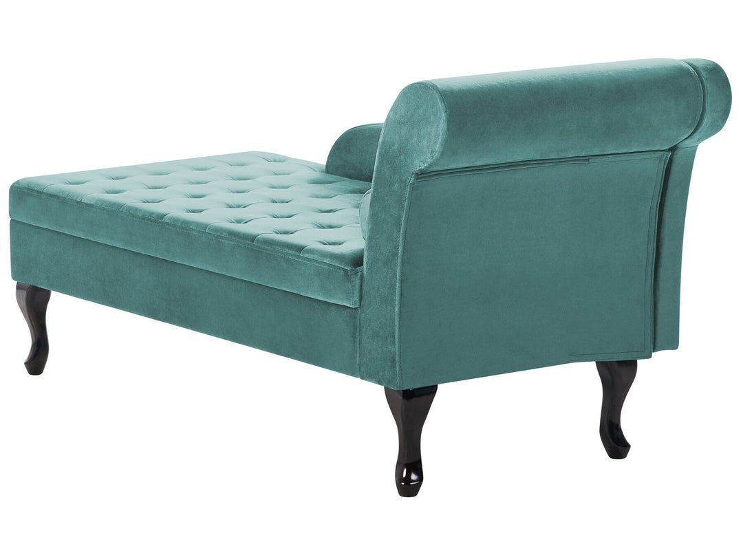 Pessac Right Hand Velvet Chaise Lounge with Storage Teal