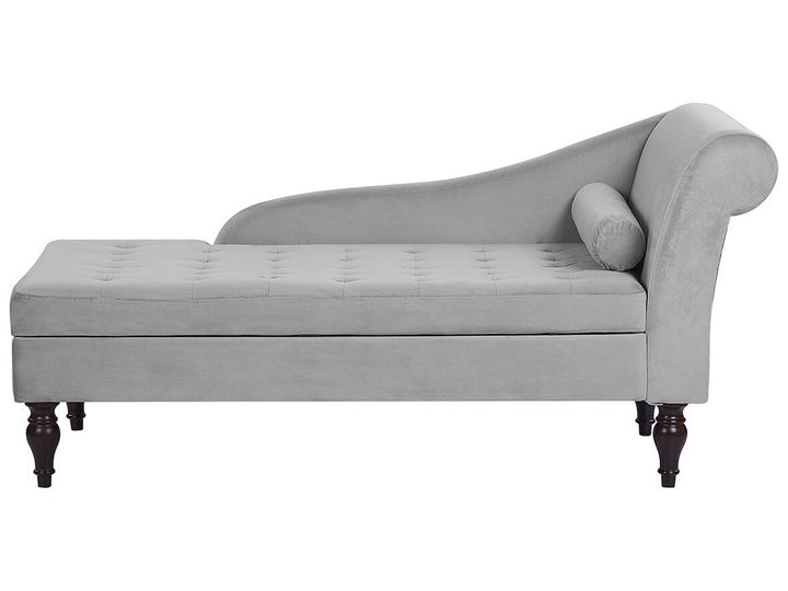 Pessac Velvet Chaise Lounge with Storage Light Grey