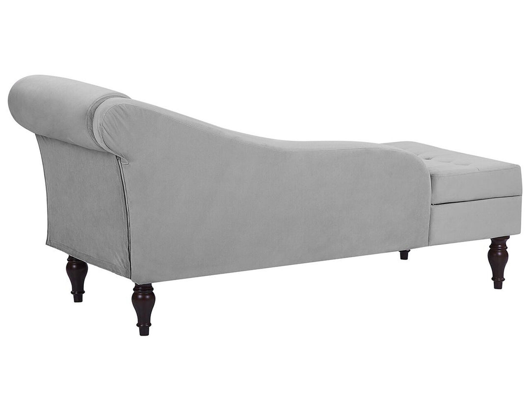 Pessac Velvet Chaise Lounge with Storage Light Grey