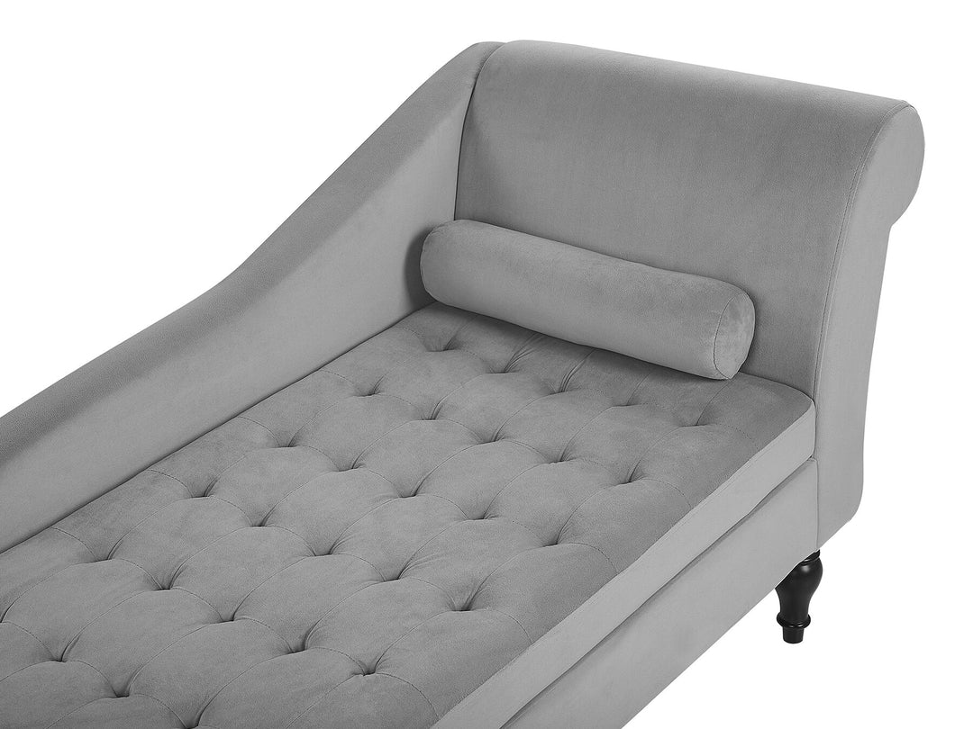 Pessac Velvet Chaise Lounge with Storage Light Grey