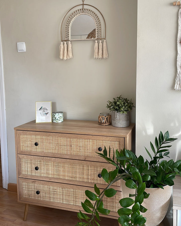 Grahamtown Rattan 3 Drawer Chest Light Wood