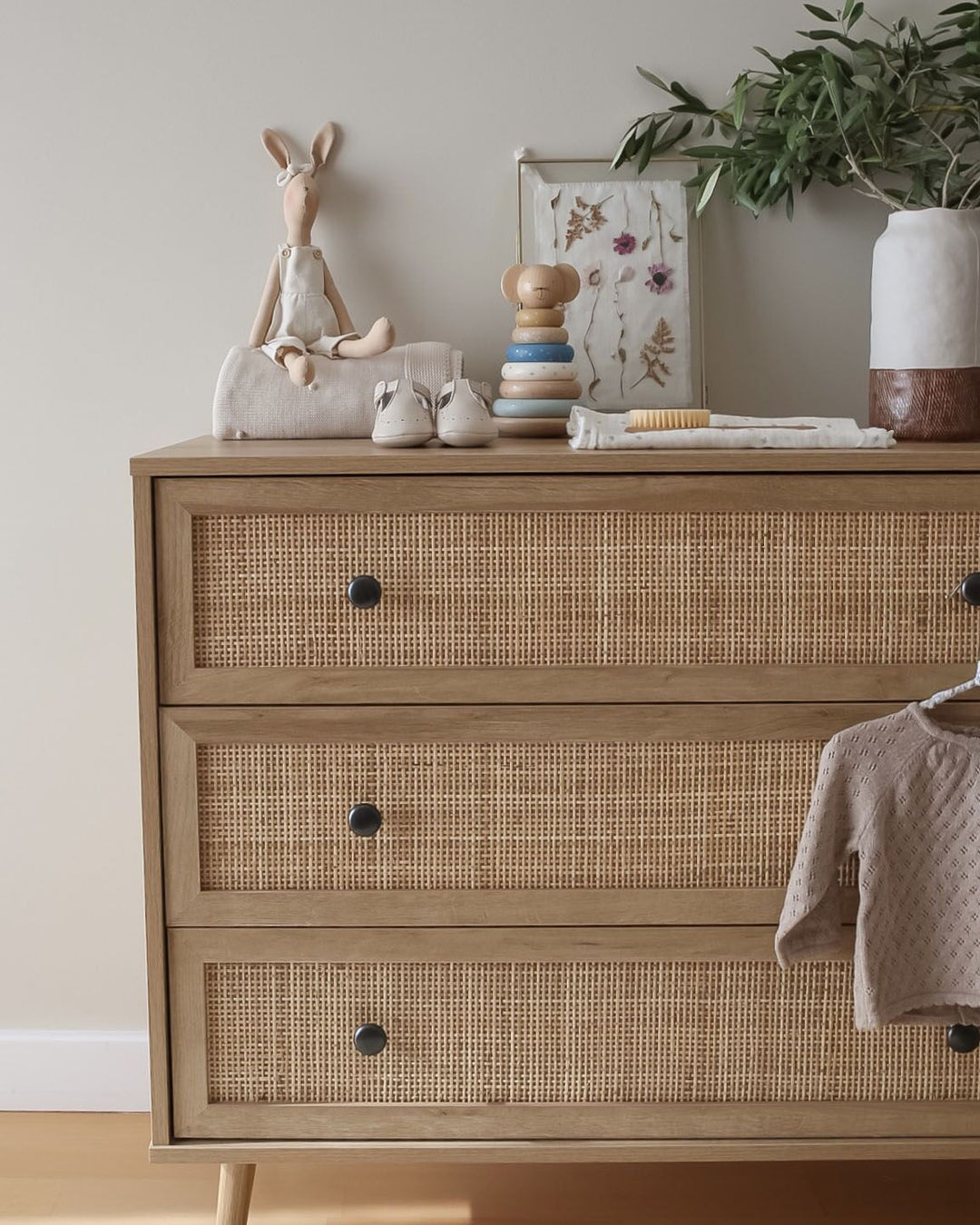 Grahamtown Rattan 3 Drawer Chest Light Wood