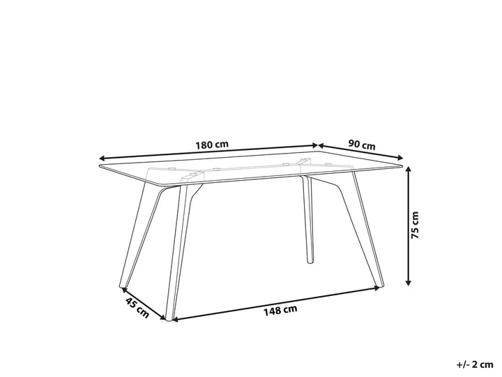 Dining Table Transparent 180 cm 90 cm Tempered Glass Imel