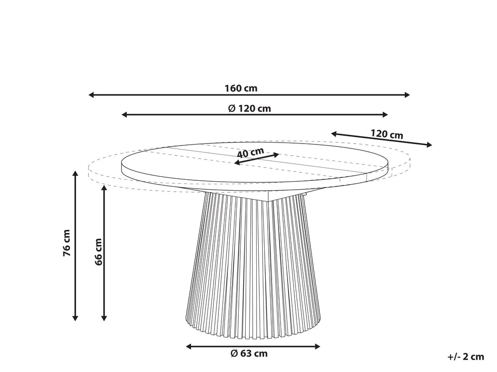 Extending Dining Table Light Ash Wood 120/160 cm 120 cm Alesana