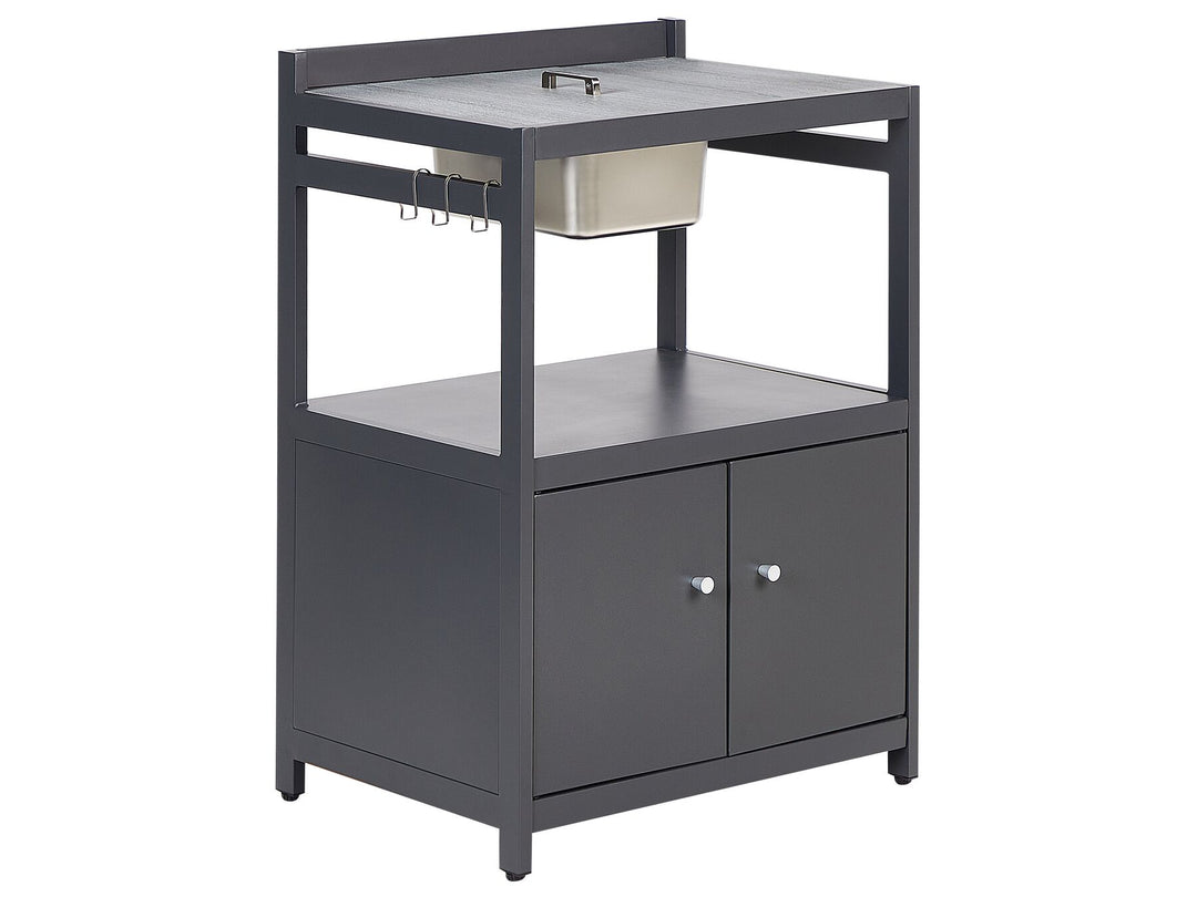 Ortisei 3 Piece Outdoor Kitchen Island with Trolley and Cabinet Set with Sink Grey
