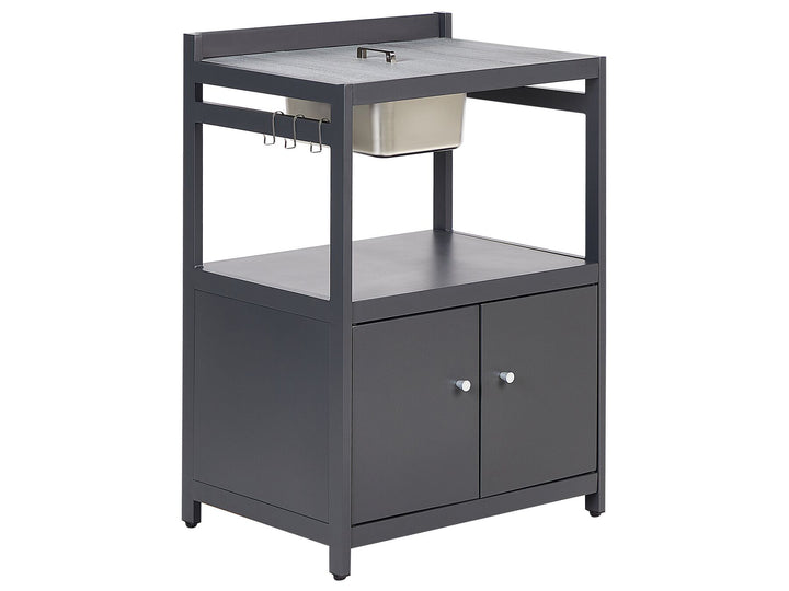 Ortisei 3 Piece Outdoor Kitchen Island with Trolley and Cabinet Set with Sink Grey
