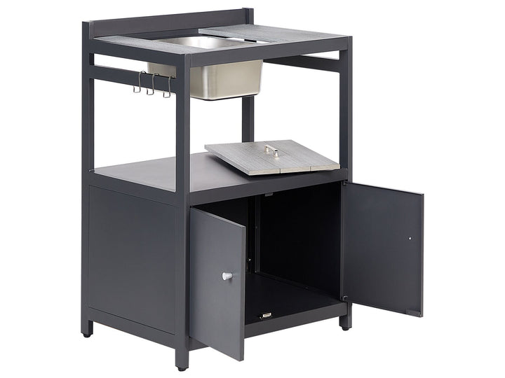 Ortisei 3 Piece Outdoor Kitchen Island with Trolley and Cabinet Set with Sink Grey
