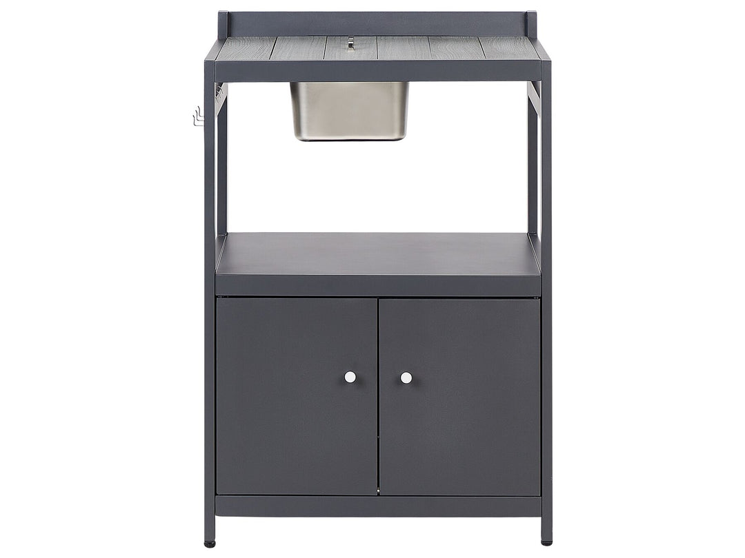 Ortisei 3 Piece Outdoor Kitchen Island with Trolley and Cabinet Set with Sink Grey