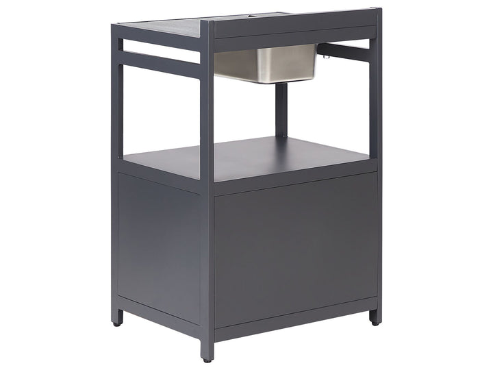 Ortisei 3 Piece Outdoor Kitchen Island with Trolley and Cabinet Set with Sink Grey