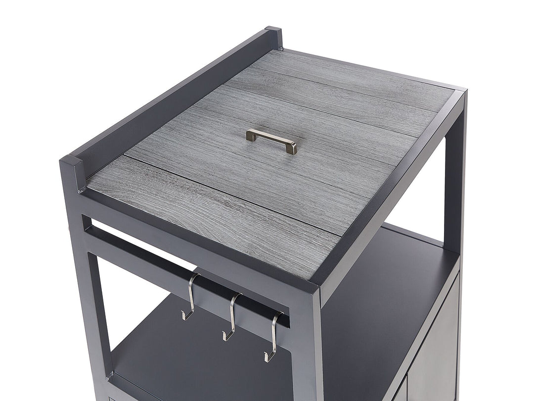 Ortisei 3 Piece Outdoor Kitchen Island with Trolley and Cabinet Set with Sink Grey