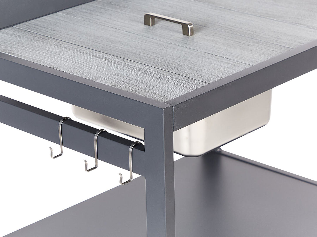 Ortisei 3 Piece Outdoor Kitchen Island with Trolley and Cabinet Set with Sink Grey