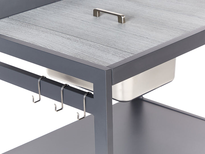 Ortisei 3 Piece Outdoor Kitchen Island with Trolley and Cabinet Set with Sink Grey