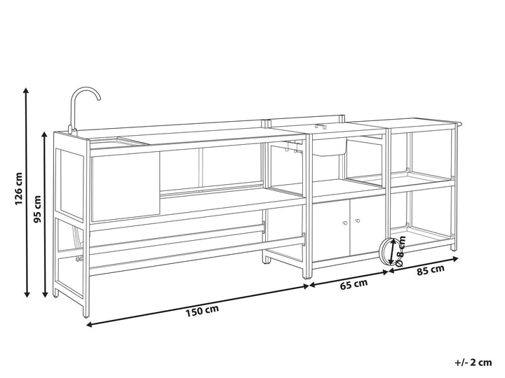 Ortisei 3 Piece Outdoor Kitchen Island with Trolley and Cabinet Set with Sink Grey