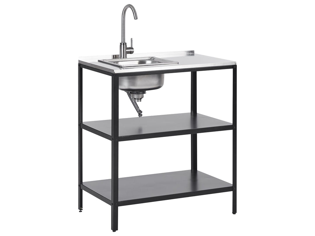 Vilama Steel Outdoor Kitchen Island with Sink Black