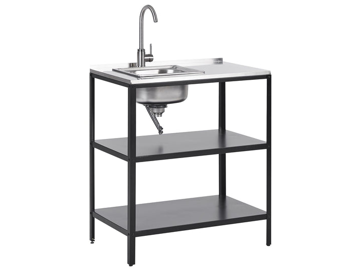 Vilama Steel Outdoor Kitchen Island with Sink Black