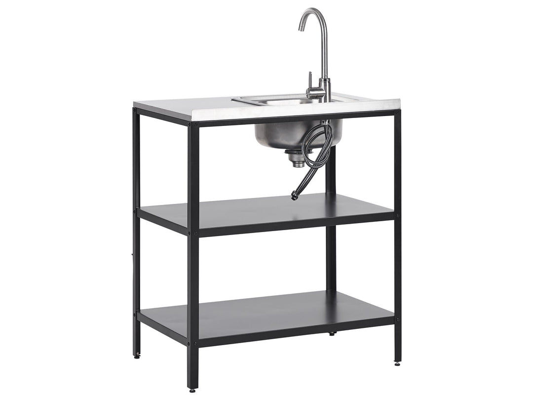 Vilama Steel Outdoor Kitchen Island with Sink Black
