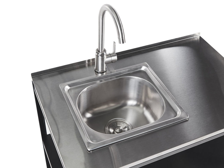 Vilama Steel Outdoor Kitchen Island with Sink Black