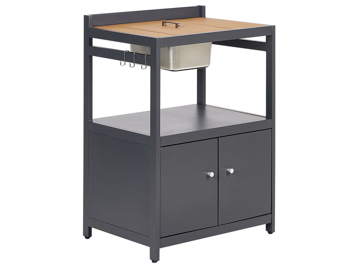 Ortisei 3 Piece Outdoor Kitchen Island with Trolley and Cabinet Set with Sink Light Wood