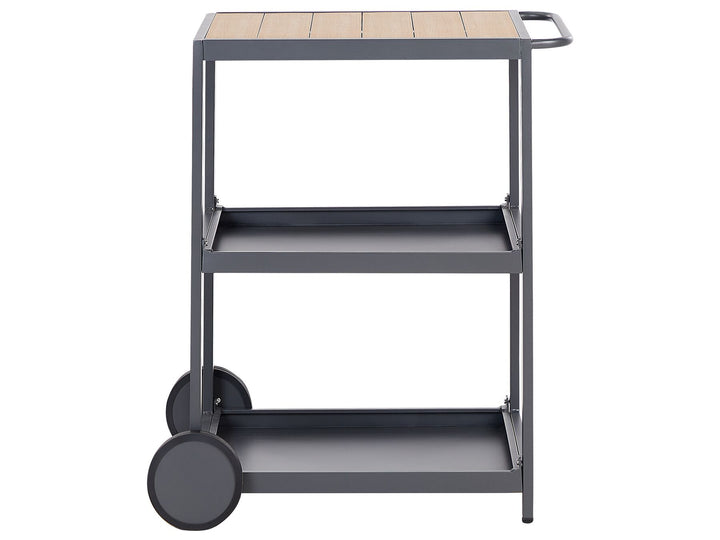 Ortisei 3 Piece Outdoor Kitchen Island with Trolley and Cabinet Set with Sink Light Wood