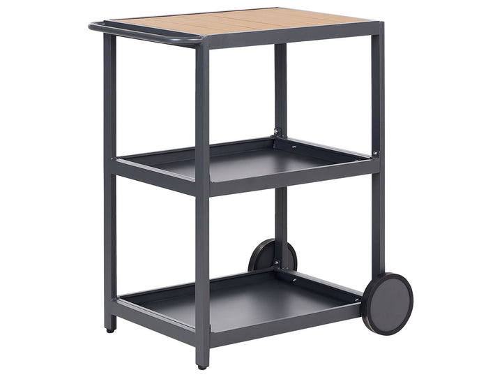 Ortisei 3 Piece Outdoor Kitchen Island with Trolley and Cabinet Set with Sink Light Wood