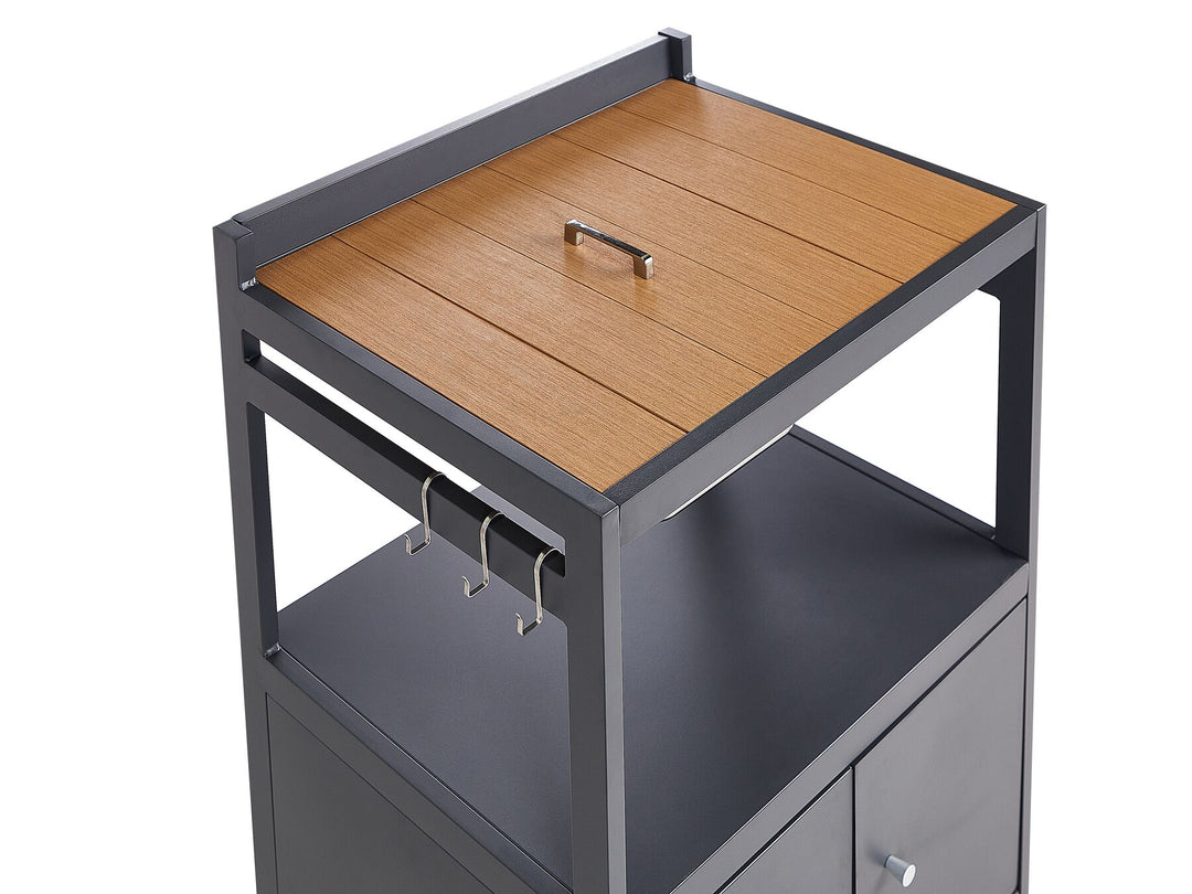 Ortisei 3 Piece Outdoor Kitchen Island with Trolley and Cabinet Set with Sink Light Wood