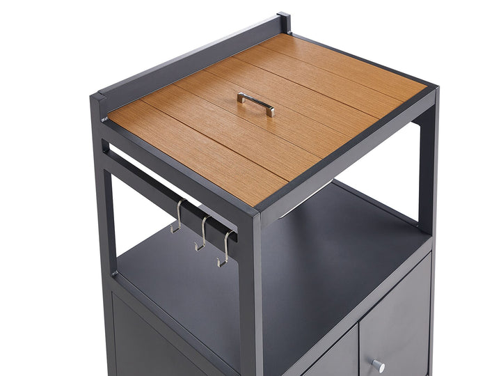 Ortisei 3 Piece Outdoor Kitchen Island with Trolley and Cabinet Set with Sink Light Wood