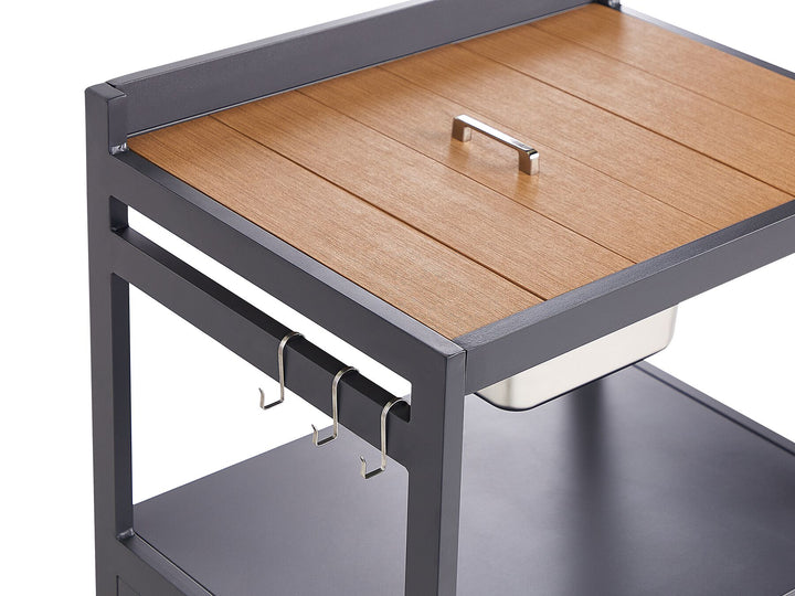 Ortisei 3 Piece Outdoor Kitchen Island with Trolley and Cabinet Set with Sink Light Wood